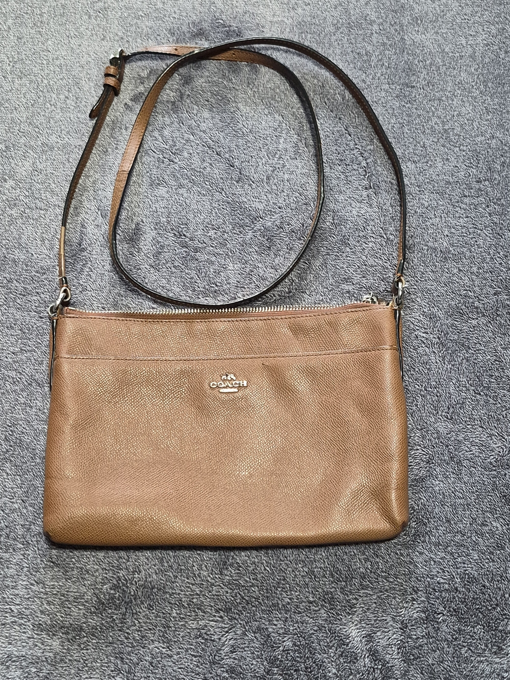 Coach Kitt Messenger Brown Leather Crossbody Bag - Signature Silver Logo